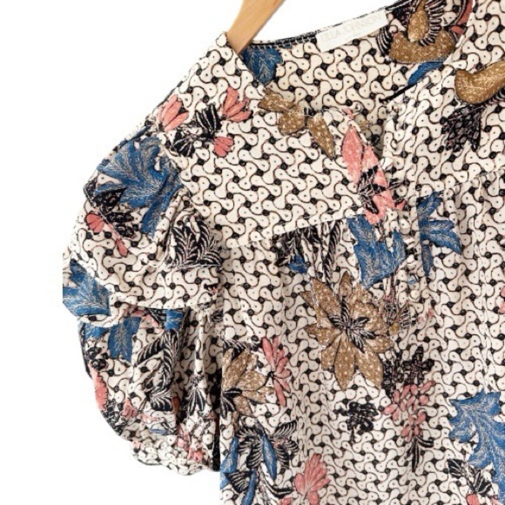 Ulla Johnson • Nova Ruffle-Sleeve Silk Top in Jasmine Print - Picture 5 of 16